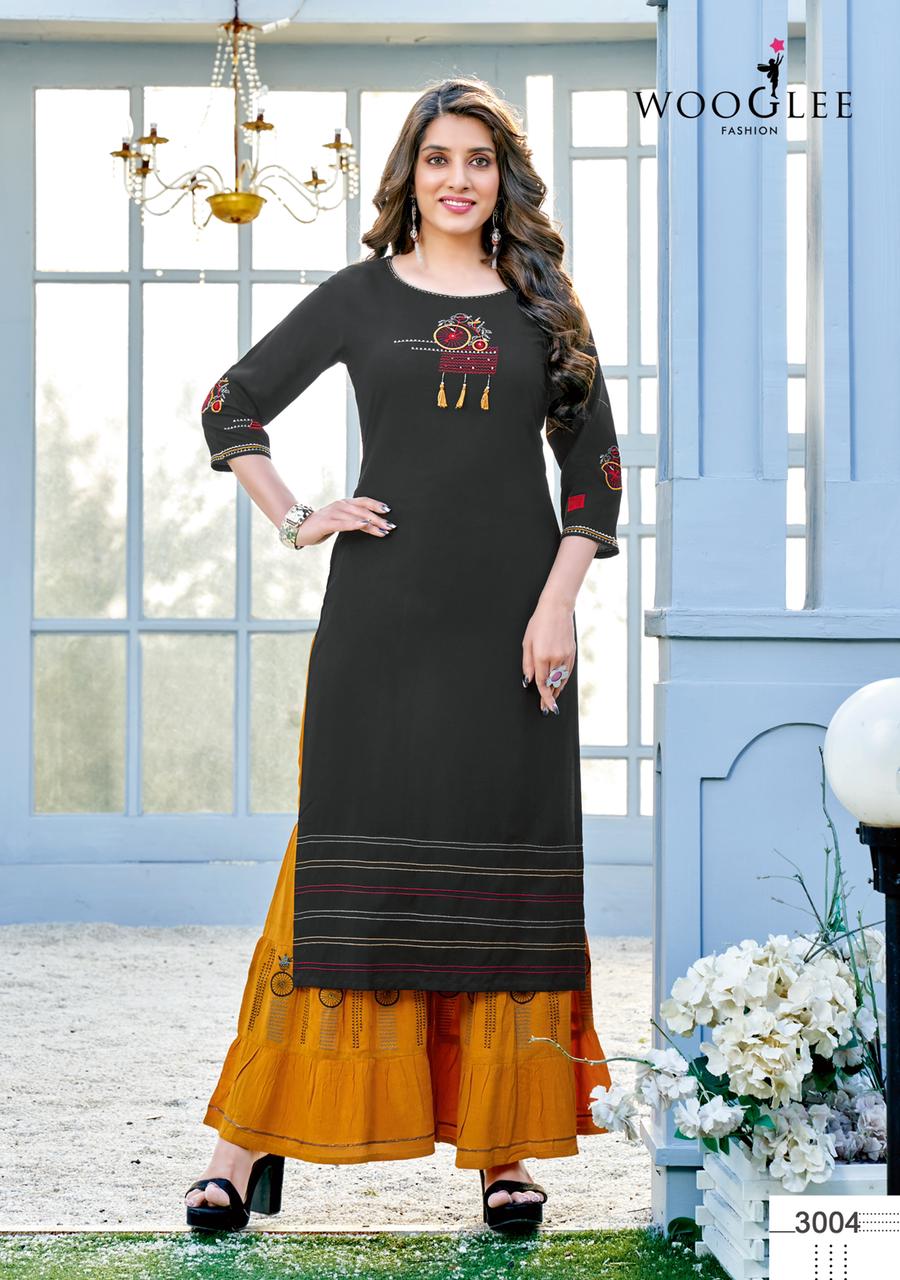 Wooglee Sunshine New Designer Ethnic Wear Kurti With Bottom Collection